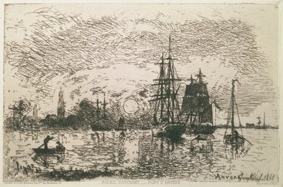 Setting Sun, the Port of Antwerp by Johan Barthold Jongkind
